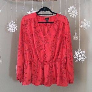 Worthington Orange with Black *Delicate Flower* Print Size XL